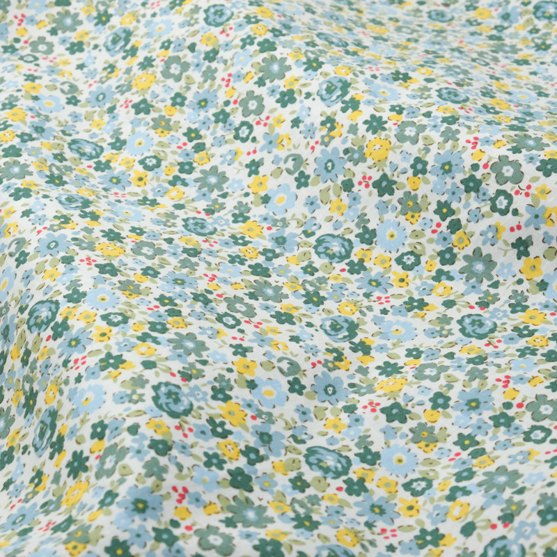 Green Summer Field Floral Cotton Fabric - Maison Klem
